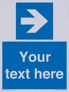 Custom Directional signage blue right arrow 